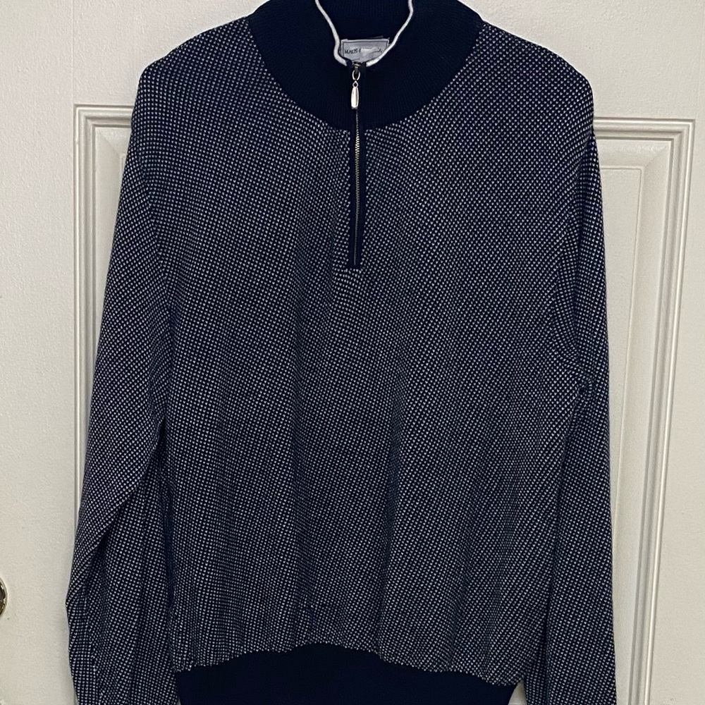 M Maus & Hoffman Mens Black
Houndstooth Pima Cotton 1/4 Zip
Pullover Size Medium